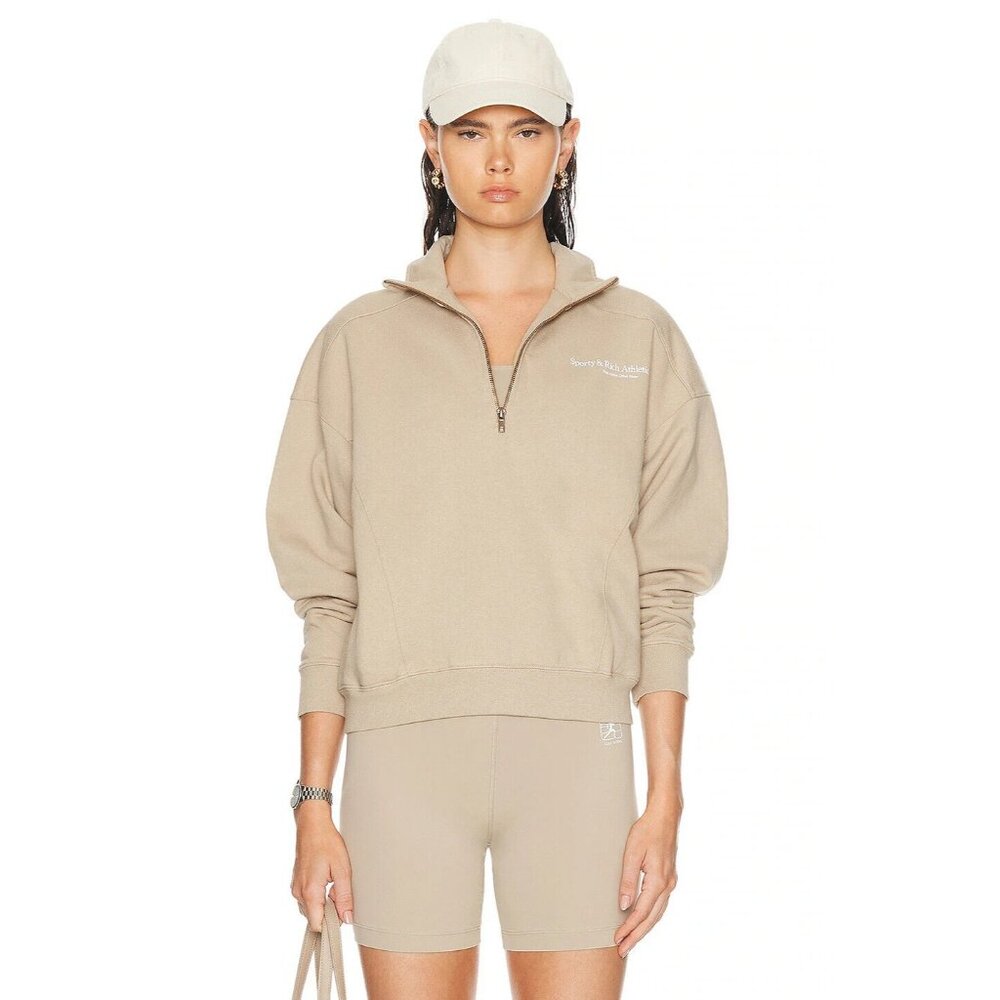 Women's Beige Half-Zip Sweatshirt